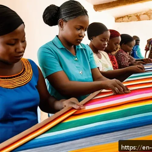 베냉의 예술가와 작가 - A vibrant artisan workshop in Cotonou, Benin, showcasing skilled craftspeople weaving traditional Ke...